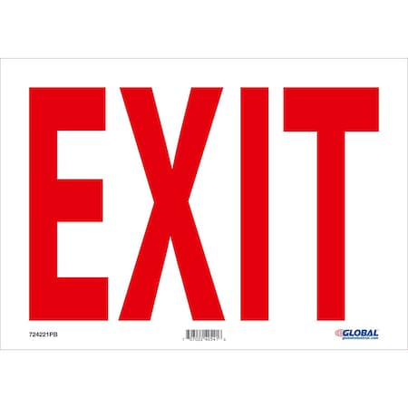 Global Industrial Exit Sign, Pressure Sensitive Vinyl, 14 in W, 10 in H 724221PB